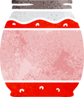 main tiré rétro dessin animé griffonnage de une fraise confiture png