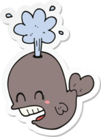 sticker van een cartoon spuwende walvis png