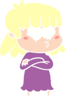 niña silbando de dibujos animados de estilo de color plano png