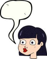 hand drawn comic book speech bubble cartoon female face png