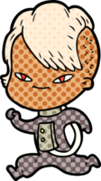 cute cartoon girl with hipster haircut png