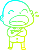 cold gradient line drawing of a cartoon shouting bald man png