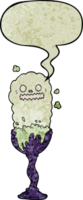 cartoon spooky halloween potion cup with speech bubble in retro texture style png