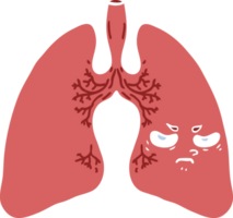 pulmones de dibujos animados de estilo de color plano png