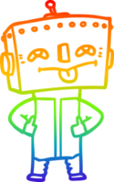 rainbow gradient line drawing of a cartoon robot png