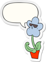 cool cartoon flower with speech bubble sticker png