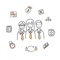 Work team doodle set. isolated on white background vector