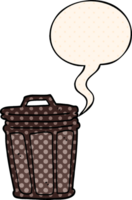 cartoon trash can with speech bubble in comic book style png