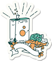 sticker of a tattoo style detergent and pile of clothes png