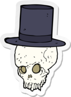 sticker of a cartoon skull in top hat png