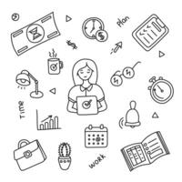 Time management doodle set. illustration vector