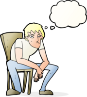 cartoon dejected man with thought bubble png