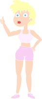 flat color illustration of happy gym woman png