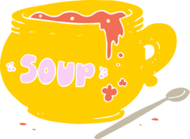 flat color illustration of bowl of soup png