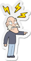 sticker of a cartoon angry old man png