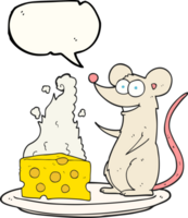hand drawn speech bubble cartoon mouse with cheese png