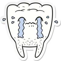 sticker of a cartoon tooth crying png