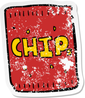 distressed sticker of a cartoon packet of chips png