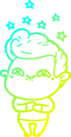cold gradient line drawing of a cartoon excited man png