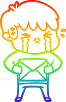 arco Iris gradiente linha desenhando do uma desenho animado Garoto chorando png