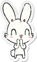 autocollant en détresse d'un lapin de dessin animé mignon png