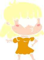 fille sifflante de dessin animé de style plat couleur png