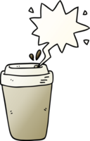 tecknad serie kaffe kopp med Tal bubbla i slät lutning stil png