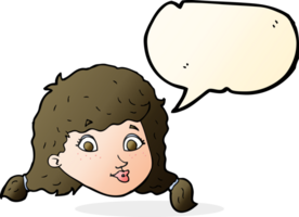 cartoon pretty female face with speech bubble png