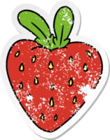 hand drawn distressed sticker cartoon doodle of a fresh strawberry png