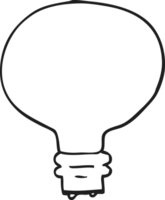 hand drawn black and white cartoon light bulb png