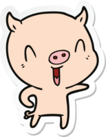 sticker of a happy cartoon pig png