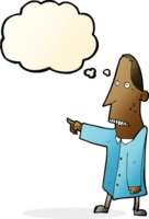 cartoon ugly man pointing with thought bubble png