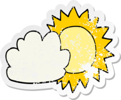 distressed sticker of a cartoon weather png