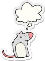 cartoon fat rat with thought bubble as a printed sticker png