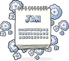 mano dibujado dibujos animados calendario demostración mes de enero png