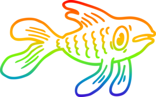 rainbow gradient line drawing of a cartoon fish png