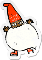 retro distressed sticker of a cartoon tiny santa png