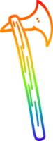 rainbow gradient line drawing of a cartoon long axe png