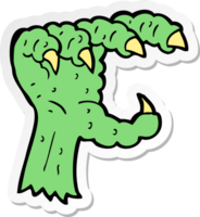 sticker van een tekenfilm monster klauw png