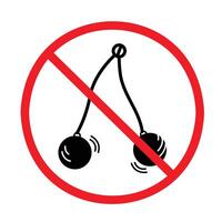 No Latto Latto or clackers ball toy allowed icon sign illustration isolated on square white background. Simple flat art styled drawing for social media decorations or poster prints. vector