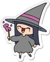 hand drawn sticker cartoon of cute kawaii witch png