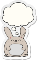 cartoon rabbit with thought bubble as a printed sticker png
