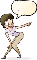 cartoon pretty woman pointing with speech bubble png