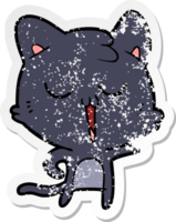 distressed sticker of a cartoon cat singing png