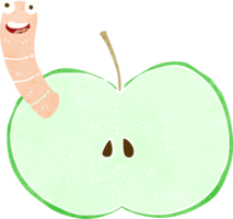 manzana de dibujos animados con gusano png