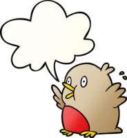 cartoon over excited robin with speech bubble in smooth gradient style png