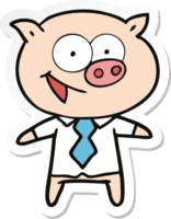 sticker of a cheerful pig in office clothes png