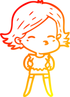 warm gradient line drawing of a cartoon woman png