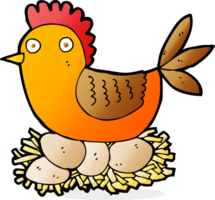 cartone animato gallina su uova png