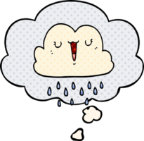 cartoon storm cloud with thought bubble in comic book style png